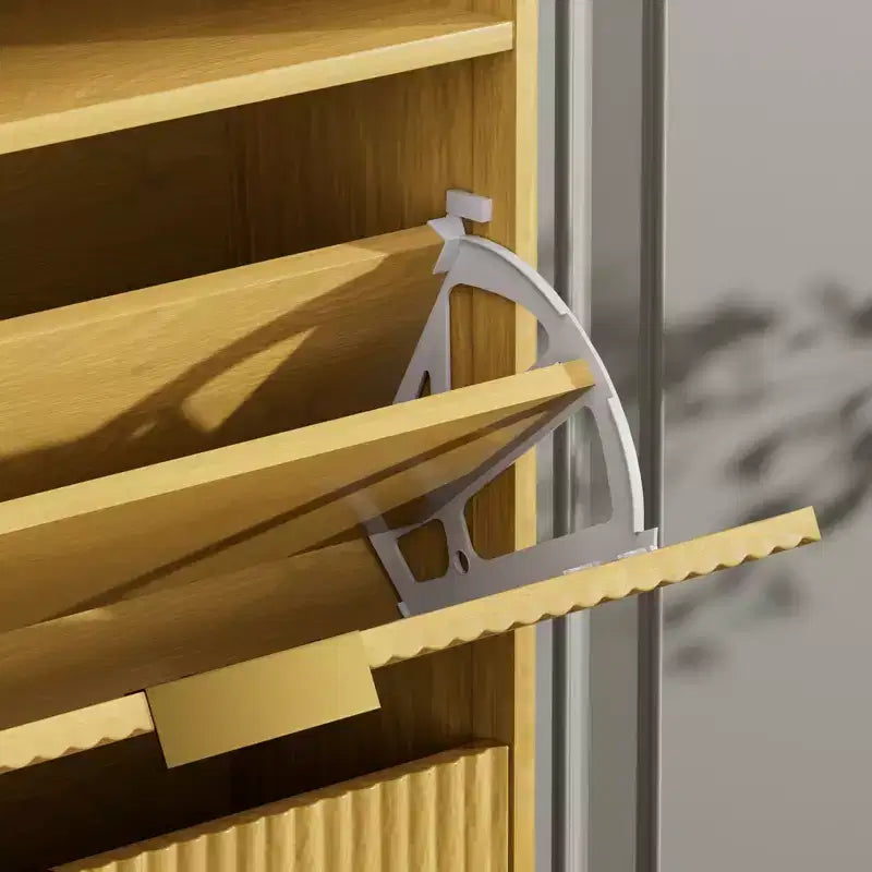 3-Tier Shoe Cabinet with Flip-Down Doors and Open Shelf