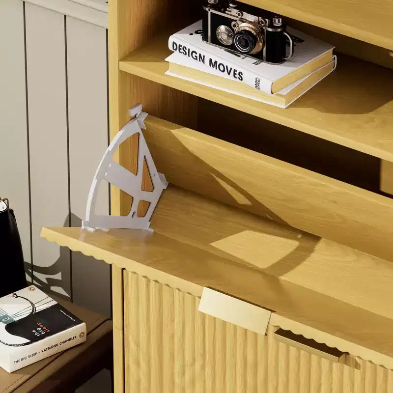 3-Tier Shoe Cabinet with Flip-Down Doors and Open Shelf