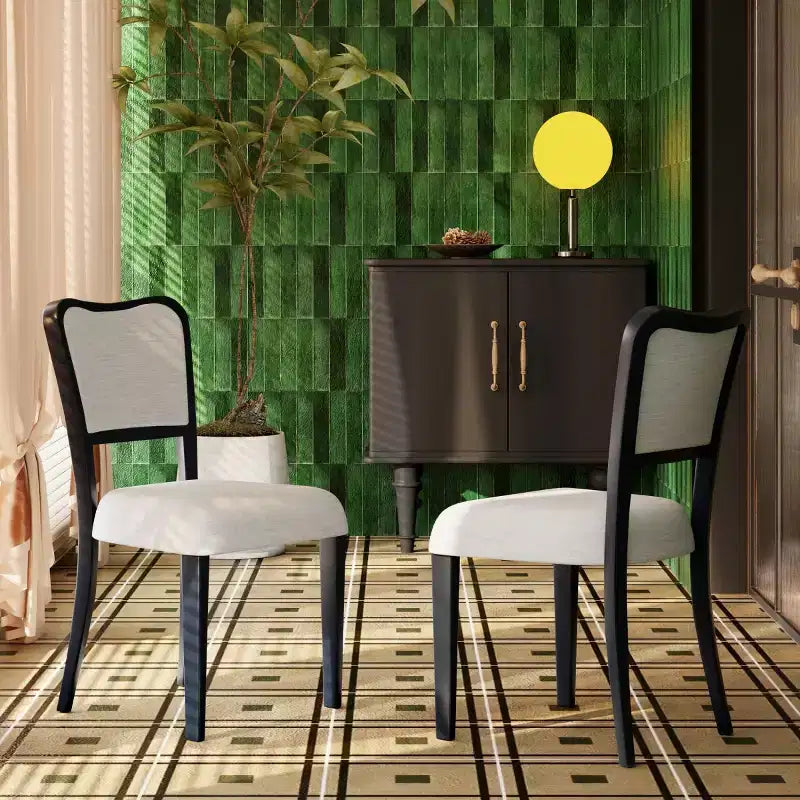 Set of 2 Upholstered Dining Chairs with Wood Frame, Armless