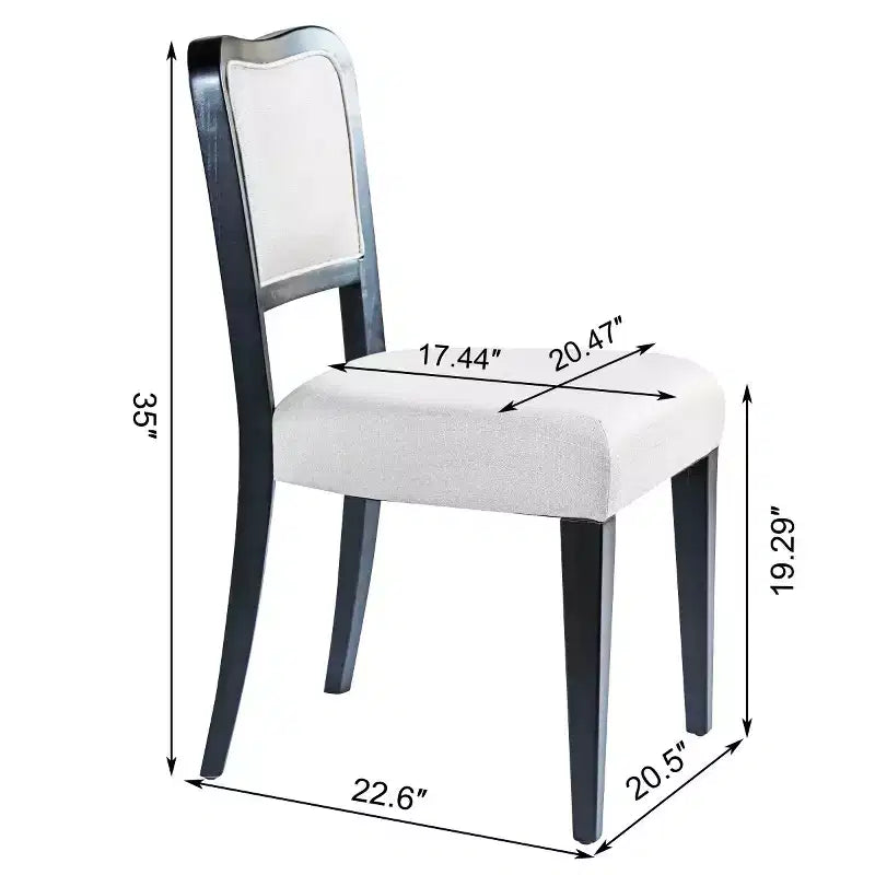 Set of 2 Upholstered Dining Chairs with Wood Frame, Armless