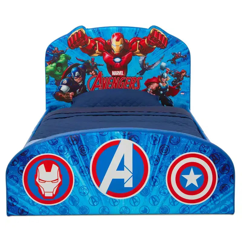 Kids Upholstered Twin Bed with Printed Headboard