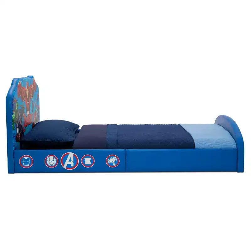 Kids Upholstered Twin Bed with Printed Headboard