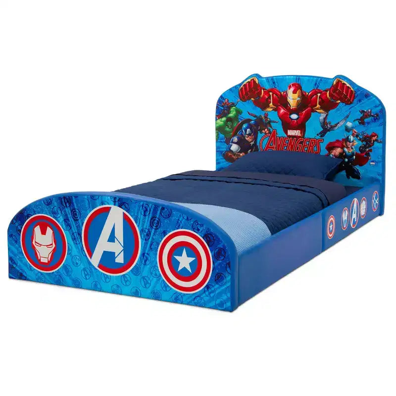 Kids Upholstered Twin Bed with Printed Headboard