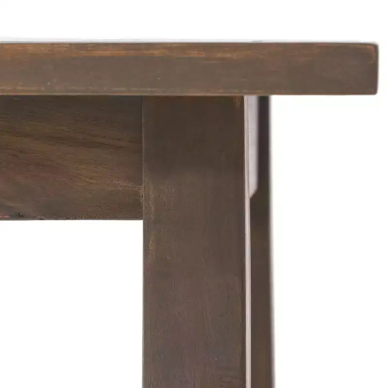 Acacia Wood Outdoor Accent Side Table, Modern End Table for Patio, Backyard, Pool Deck