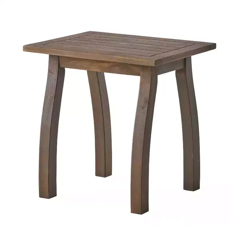 Acacia Wood Outdoor Accent Side Table, Modern End Table for Patio, Backyard, Pool Deck