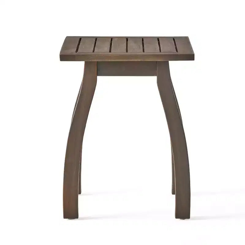 Acacia Wood Outdoor Accent Side Table, Modern End Table for Patio, Backyard, Pool Deck