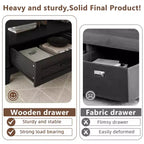 Coffee Table with Drawers and Open Shelf, 47.2 in, Black, 6-Leg Base