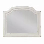 Miroir mural de commode avec verre biseauté, 38x47, cadre en bois blanc antique