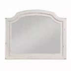 Miroir mural de commode avec verre biseauté, 38x47, cadre en bois blanc antique