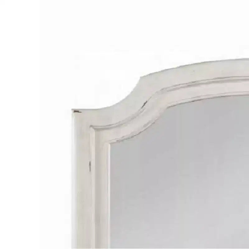 Wall Mount Dresser Mirror with Beveled Glass, 38x47, Antique White Wood Frame