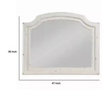 Miroir mural de commode avec verre biseauté, 38x47, cadre en bois blanc antique