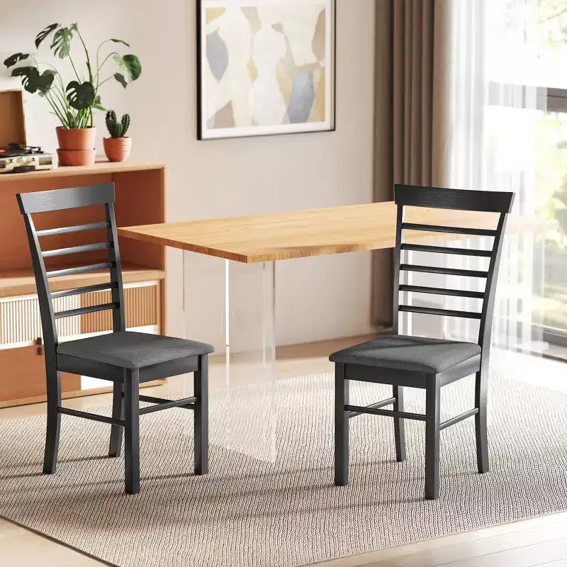 Dining Chairs Set of 2, Upholstered Kitchen Chairs with Rubber Wood Frame