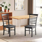 Lot de 2 chaises de salle à manger, chaises de cuisine rembourrées avec cadre en bois d'hévéa