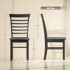 Lot de 2 chaises de salle à manger, chaises de cuisine rembourrées avec cadre en bois d'hévéa