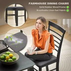 Lot de 2 chaises de salle à manger, chaises de cuisine rembourrées avec cadre en bois d'hévéa