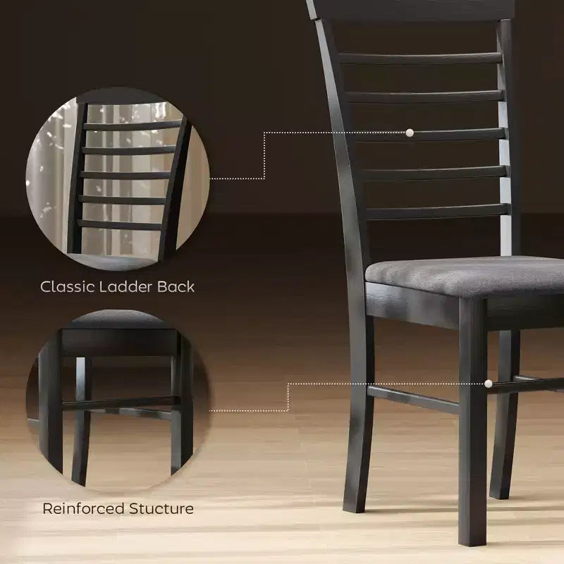 Dining Chairs Set of 2, Upholstered Kitchen Chairs with Rubber Wood Frame