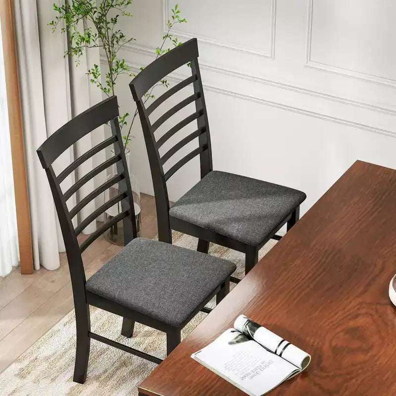 Dining Chairs Set of 2, Upholstered Kitchen Chairs with Rubber Wood Frame