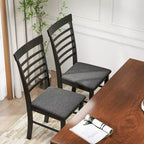 Lot de 2 chaises de salle à manger, chaises de cuisine rembourrées avec cadre en bois d'hévéa