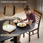 Lot de 2 chaises de salle à manger, chaises de cuisine rembourrées avec cadre en bois d'hévéa