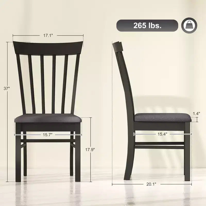 Dining Chairs Set of 2, Upholstered Kitchen Chairs with Rubber Wood Frame