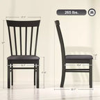 Lot de 2 chaises de salle à manger, chaises de cuisine rembourrées avec cadre en bois d'hévéa