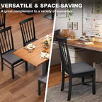 Lot de 2 chaises de salle à manger, chaises de cuisine rembourrées avec cadre en bois d'hévéa