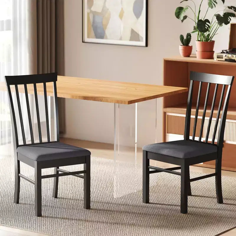 Dining Chairs Set of 2, Upholstered Kitchen Chairs with Rubber Wood Frame