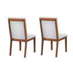 Set of 2 Upholstered Dining Chairs with Solid Wood Frame, Walnut & Light Gray