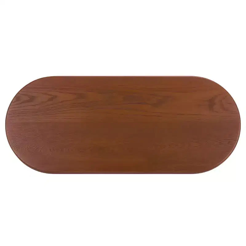 Oval Pine Wood Coffee Table – Brown