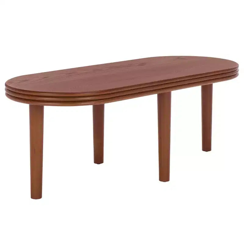 Oval Pine Wood Coffee Table – Brown
