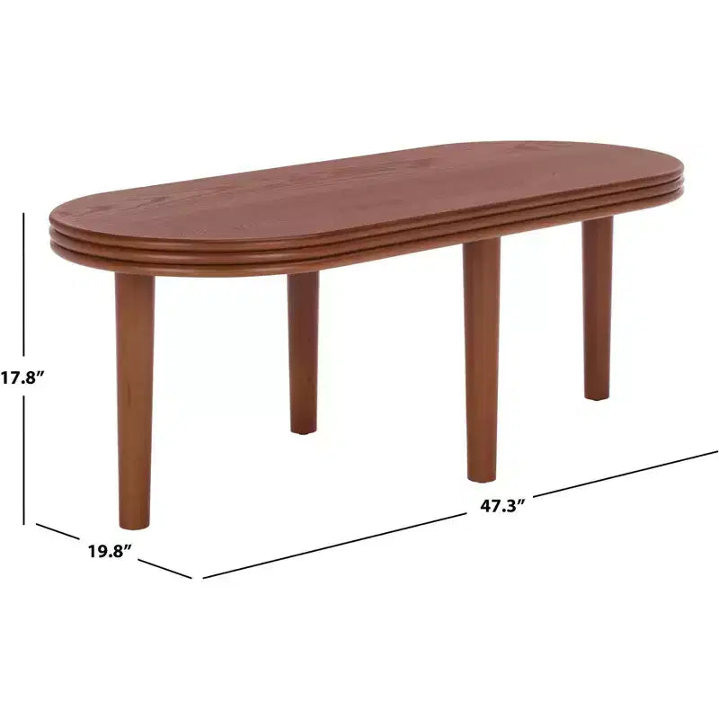 Oval Pine Wood Coffee Table – Brown