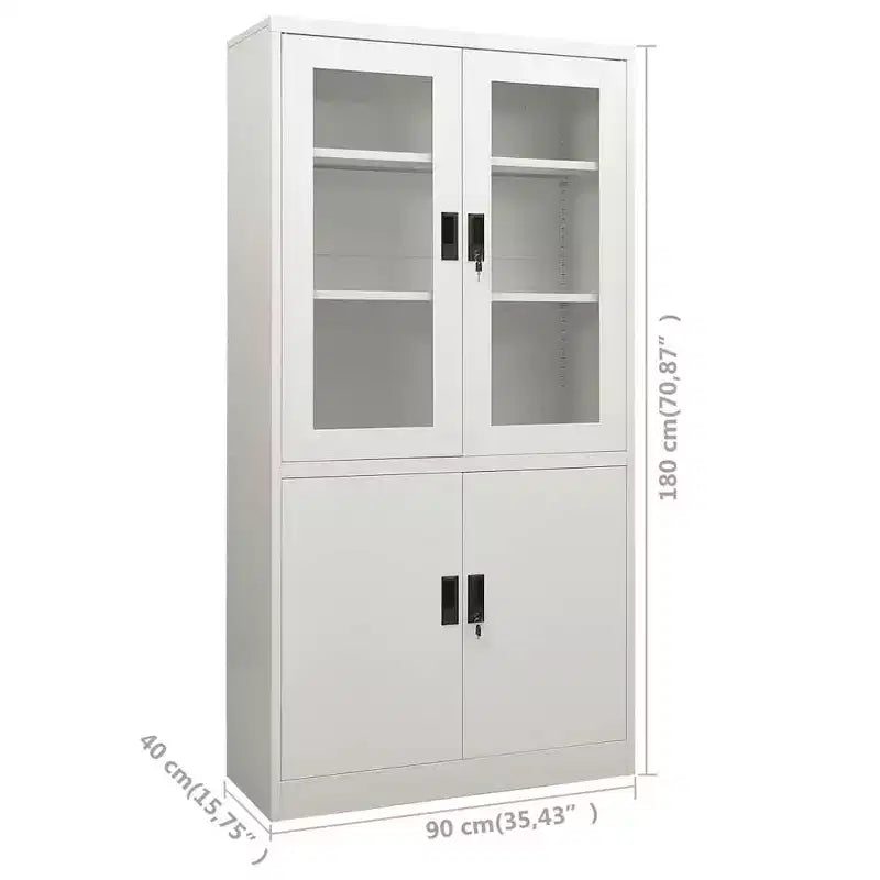 Steel Filing Cabinet with 4 Doors and 3 Shelves