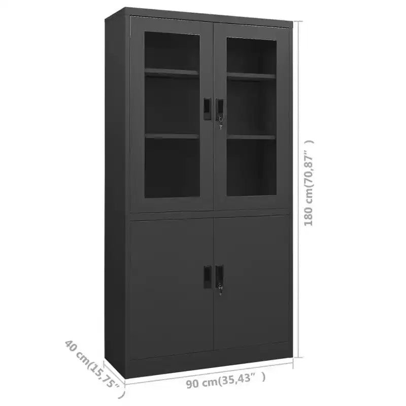 Steel Filing Cabinet with 4 Doors and 3 Shelves