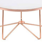 Round Glass Top Coffee Table with Metal Base, Pink