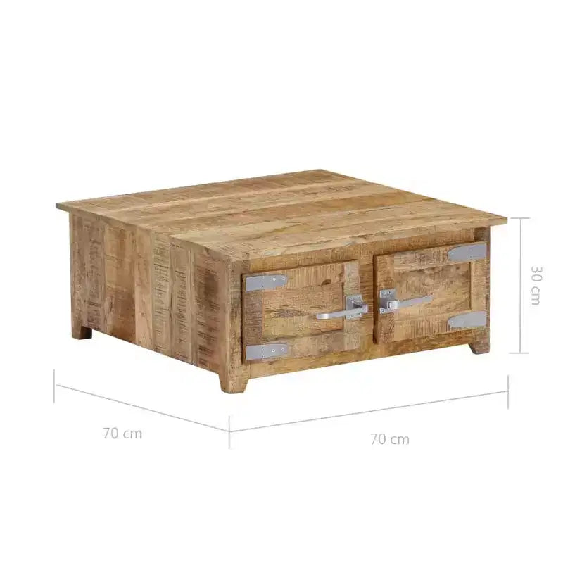 Solid Mango Wood Coffee Table with Storage