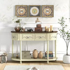 Console demi-lune de 52 pouces avec tiroirs et étagère ouverte