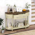 52-Inch Half-Moon Console Table with Drawers and Open Shelf