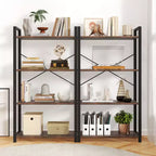 Bibliothèque sur pied à armature métallique à 4 niveaux, lot de 2