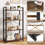 Bibliothèque sur pied à armature métallique à 4 niveaux, lot de 2