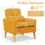 Fauteuil d'appoint capitonné avec oreiller lombaire et pieds en bois d'hévéa, lot de 2