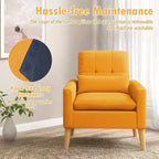 Fauteuil d'appoint capitonné avec oreiller lombaire et pieds en bois d'hévéa, lot de 2