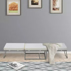 Pouf pliant 2-en-1, lit d'appoint convertible avec coussins rembourrés en mousse, gris