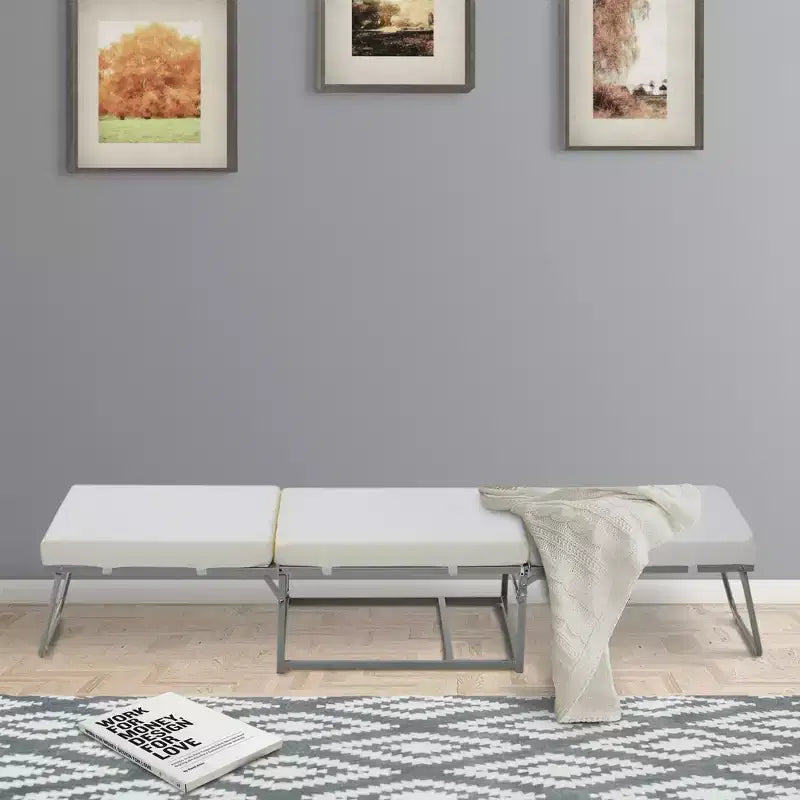 2-in-1 Foldable Ottoman, Convertible Guest Sleeper Bed with Padded Foam Cushions, Gray