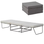 Pouf pliant 2-en-1, lit d'appoint convertible avec coussins rembourrés en mousse, gris