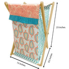 Panier à linge pliable avec cadre en bois