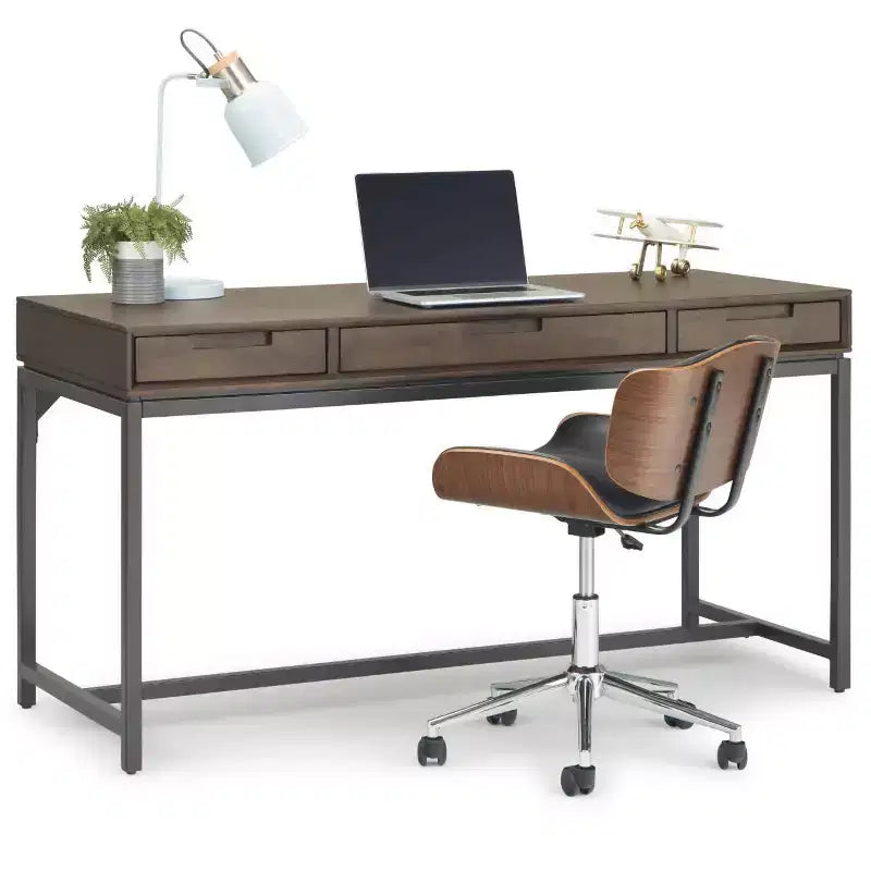 Mid-Century Writing Desk with Drawers and Keyboard Tray