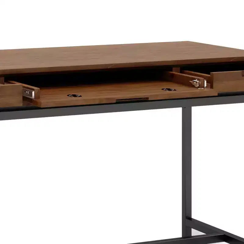 Mid-Century Writing Desk with Drawers and Keyboard Tray